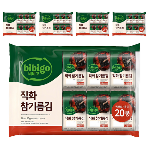 비비고 직화 참기름김, 90g, 5개