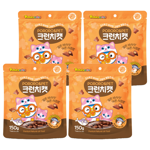 에이비에스엘 뽀로로펫 크런치캣 간식, 참치 + 가리비 혼합맛, 150g, 4개