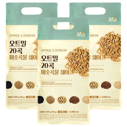 다미즐 오트밀 20곡 미숫곡물쉐이크 20g, 800g, 3개