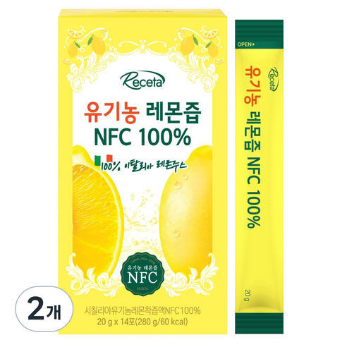 레세타 유기농 레몬즙 NFC 100%, 280g, 2개