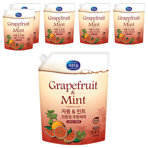 키친솝 자몽 앤 민트 친환경 주방세제, 1.2L, 6개