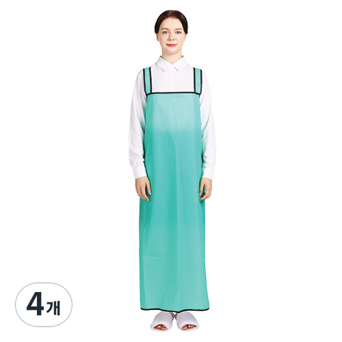 웰프런 우레탄 방수앞치마 검정파이핑 대, 반투명민트, 4개