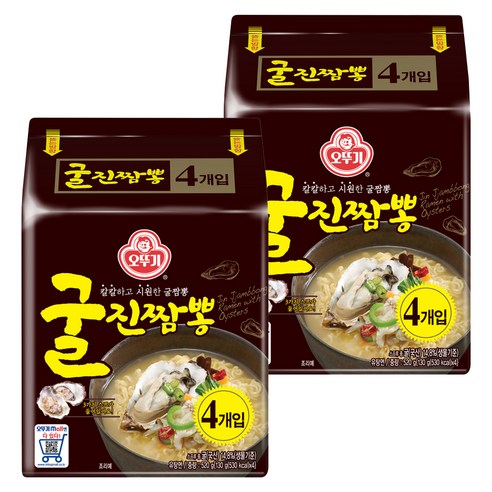 오뚜기 굴진짬뽕 라면 멀티팩 4p, 520g, 2팩