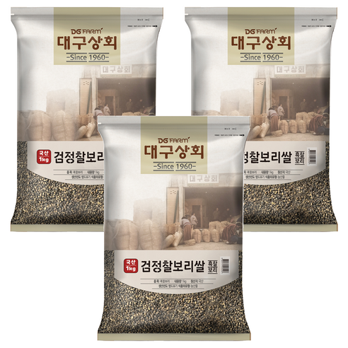대구상회 국내산 검정 찰보리쌀, 1kg, 3개