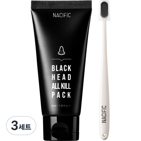 네시픽 블랙헤드 올킬 워시오프 마스크팩 코팩 + 올킬 브러쉬, 3세트, 3개