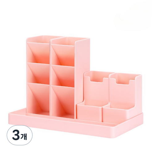 퍼즈생활건강 DIY 아이디어 책상 수납 정리함, 핑크, 3개