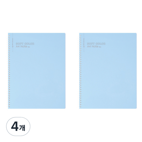 아이비스 컬러PP 스프링 노트 A4 SP 12772, 4개, 블루