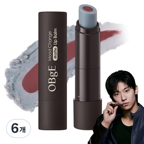 OBge 무드 체인지 매트 립밤 4g, 뉴트럴 레드, 6개