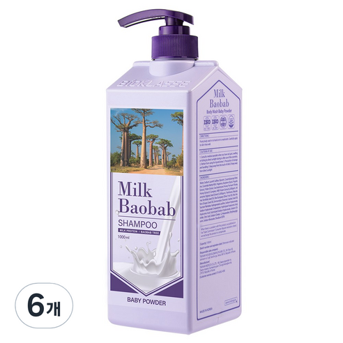 밀크바오밥 샴푸 베이비파우더향, 1000ml, 6개
