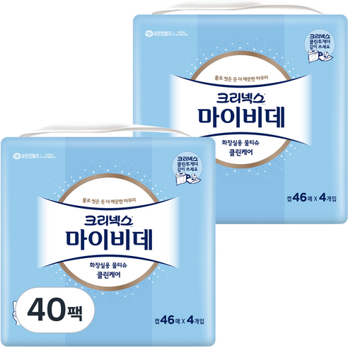 마이비데 화장실용 물티슈 캡형, 46매, 40팩
