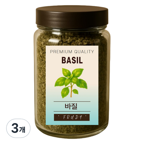 푸르디 건조 바질잎, 100g, 3개