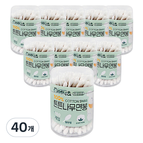 이지앤 튼튼 순면 나무면봉, 100개입, 40개