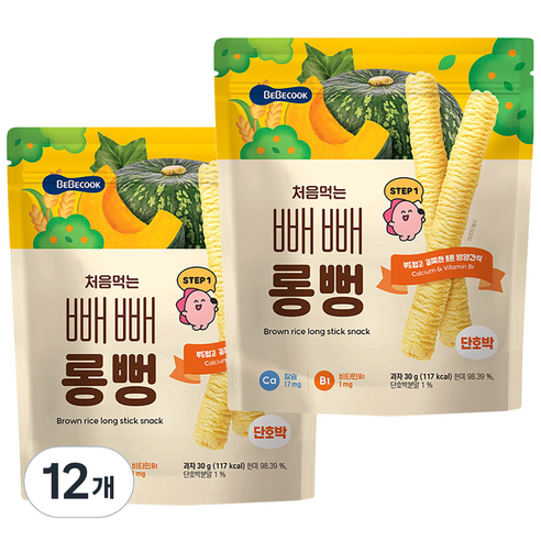 베베쿡 처음먹는 빼빼롱뻥, 단호박, 30g, 12개