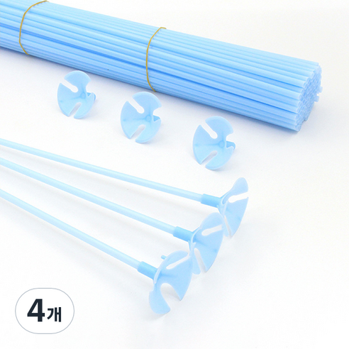 마켓감성 마카롱 풍선 홀더 핸드 스틱 42cm 100p, 파랑, 4개