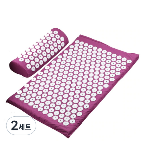 JNJ 지압 매트 + 베개 세트, 퍼플, 2세트