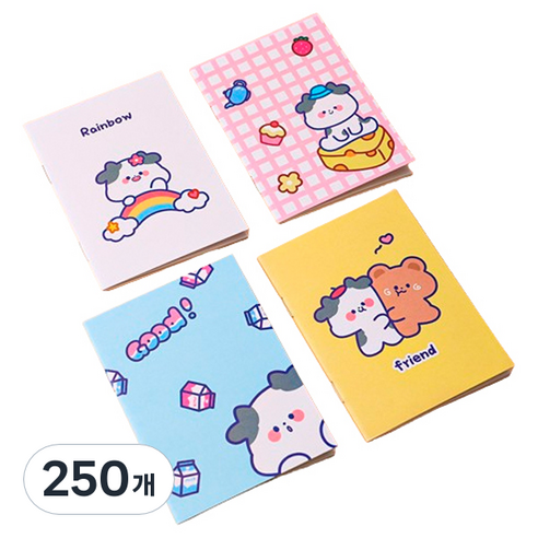 마켓감성 캐릭터 미니 연습장, 랜덤발송(아기젖소), 250개