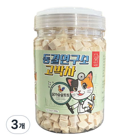 펫츠아일랜드 고양이 동결연구소 고박사 건조 사료, 닭가슴살, 200g, 3개