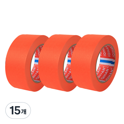 다다 칼라 마스킹 종이테이프 30mm x 15m, 오렌지, 15개