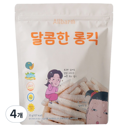 올바름 달콤한롱킥 간식, 단호박맛, 30g, 4개