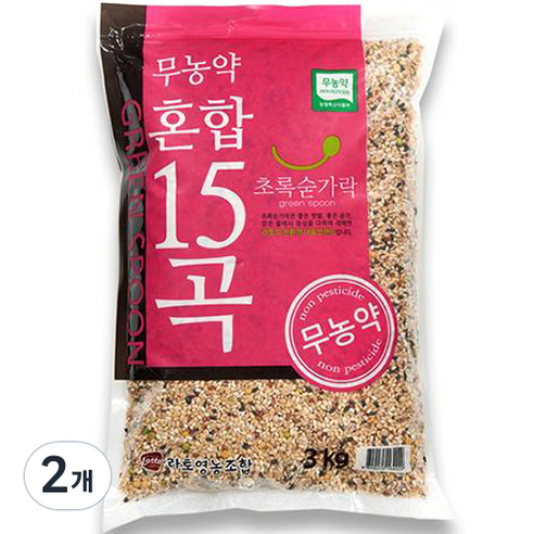 초록숟가락 무농약 혼합15곡, 3kg, 2개