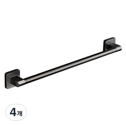 맥라이프 욕실 접착식 무타공 수건 걸이 60cm, 블랙, 4개