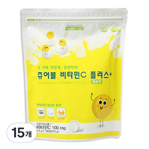 츄어블 비타민 C 플러스 영양제, 180정, 15개