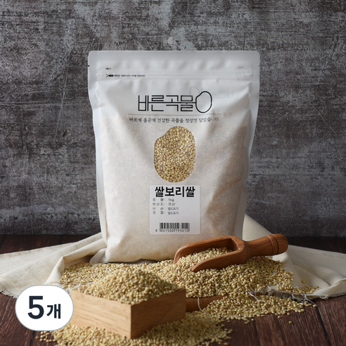 바른곡물 국산 쌀보리쌀, 5개, 1kg