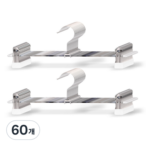 마켓플랜 원핏 논슬립 집게 바지걸이, 화이트, 60개