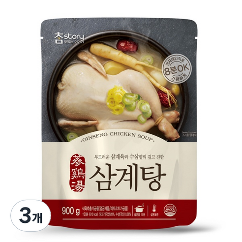 참스토리 삼계탕, 900g, 3개