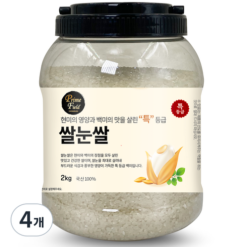 Prime Field 쌀눈 백미 특등급, 2kg, 4개