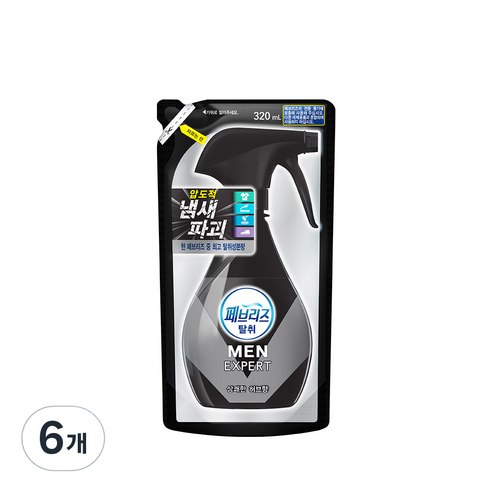 페브리즈 포맨 데오드란트 파워 섬유 탈취제 상쾌한 허브향 리필, 320ml, 6개