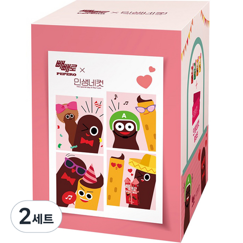 인생네컷 누드 빼빼로 인생네컷 오리지날 54g x 5p + 아몬드 37 x 5p + 누드초코 50g x 5p + 크런키 39g x 5p 세트, 2세트  - 가