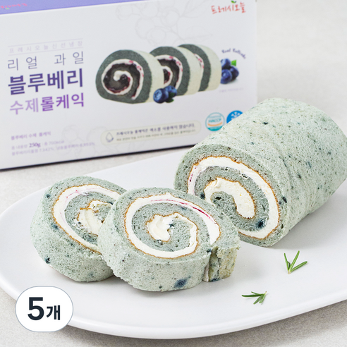 프레시오늘 신선냉장 리얼 과일 블루베리 수제 롤케익, 250g, 5개