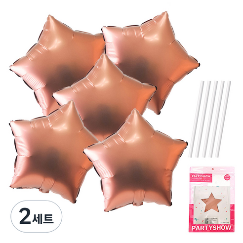 파티쇼 별 은박 풍선 45cm 5p + 빨대 5p 세트, 초코렛(풍선), 2세트