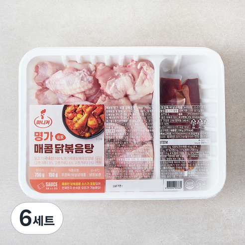 마니커 명가 매콤 닭볶음탕 750g + 소스 150g 세트 (냉장), 6세트