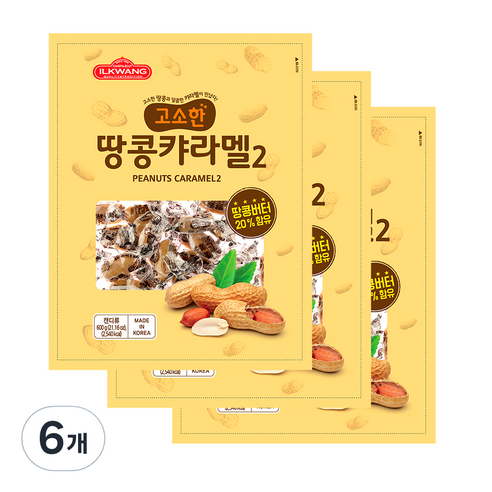 일광제과 땅콩캬라멜2, 600g, 6개
