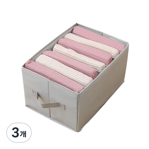 하늬통상 옥스포드 칸칸이 니트 바지 정리함 의류정리함 중형 7칸, 그레이, 3개