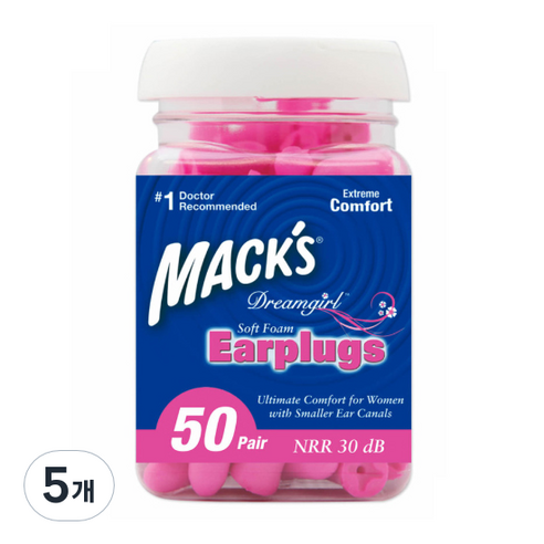 Macks 여성용 드림걸 수면귀마개, 5개, 50쌍