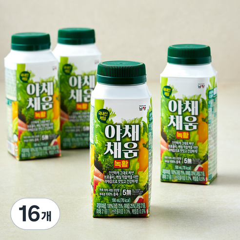 남양유업 야채채움 녹황 주스, 190ml, 16개