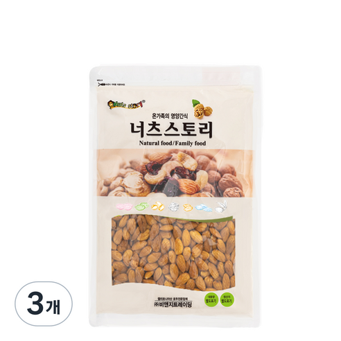 너츠스토리 구운아몬드, 500g, 3개