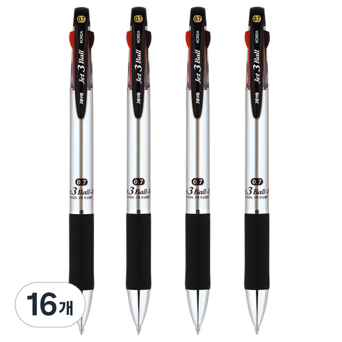 자바펜 제트3볼 M 멀티펜 0.7mm, 메탈릭실버, 16개