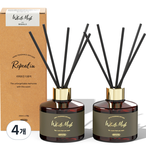 리피트인 퍼퓸 디퓨저, 화이트머스크, 200ml, 4개