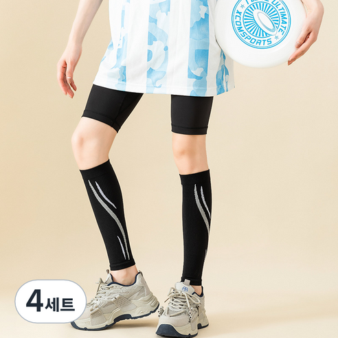 써뉴즈 스포츠 하체 종아리 압박 보호대 블랙그레이, 4세트