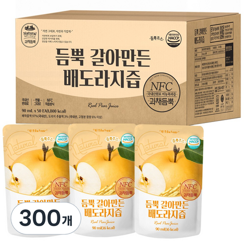 유기농마루 듬뿍 갈아만든 배도라지즙, 90ml, 300개