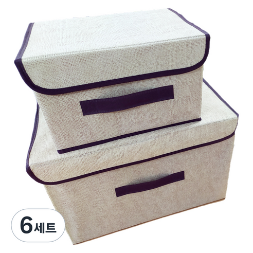 글로벌티엔티 접이식 패브릭 소품정리 박스 2종 세트, 6세트