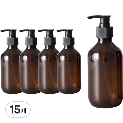 펌프 로션 샴푸 공병 용기 300ml, 갈색(용기), 15개