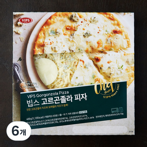 빕스 고르곤졸라 피자 (냉동), 400g, 1개입, 6개