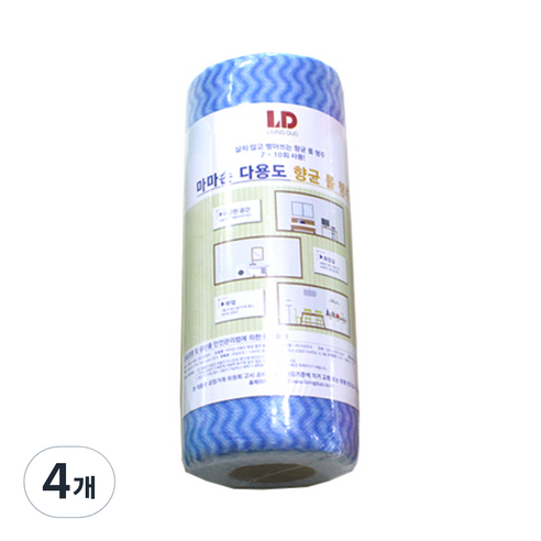 리빙듀오 다용도 항균 롤 행주 블루, 50개입, 4개