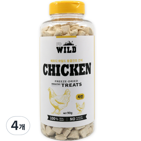 에프디와일드 동결건조 트릿간식 통형, 치킨, 90g, 4개