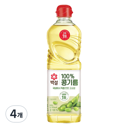백설 콩기름, 500ml, 4개